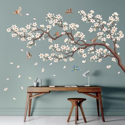 DECOWALL SG4-2317 Muursticker met oosterse bloemenboom, afpellen en opplakken, uittrekbaar, voor kinderkamer, woonkamer, kunst, woondecoratie, bloemen, vogels, meisjes DECOWALL SG4-2317 Muursticker met oosterse bloemenboom, afpellen en opplakken, uittrekbaar, voor kinderkamer, woonkamer, kunst, woondecoratie, bloemen, vogels, meisjes