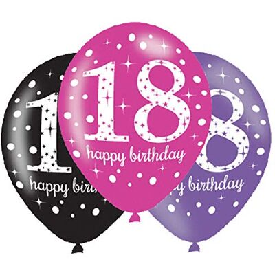 amscan 9900874 latex ballonnen voor de 18e verjaardag, roze, 6 stuks amscan 9900874 latex ballonnen voor de 18e verjaardag, roze, 6 stuks
