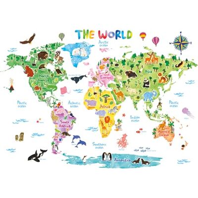 DECOWALL DL3-1615 Zeer Grote Wereldkaart Dieren Muurstickers (155 x 109 cm) Muurstickers Sticker Kinderkamer Baby Kinderkamer Kinderkamer Woonkamer DECOWALL DL3-1615 Zeer Grote Wereldkaart Dieren Muurstickers (155 x 109 cm) Muurstickers Sticker Kinderkamer Baby Kinderkamer Kinderkamer Woonkamer