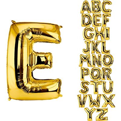DekoRex Gouden ballon, 100 cm, verjaardagsballon, bruiloft, decoratie (letter E) DekoRex Gouden ballon, 100 cm, verjaardagsballon, bruiloft, decoratie (letter E)