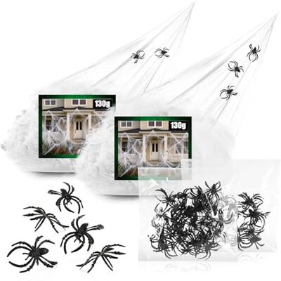 com-four ® 2 x Halloween spinnenweb met 64 kleine zwarte spinnen spinnenweb als decoratie voor Halloween, carnaval en themafeesten decoratief spinnenweb (260 g web 64 spinnen) carnaval horreur ou fêtes à thème com-four ® 2 x Halloween spinnenweb met 64 kleine zwarte spinnen spinnenweb als decoratie voor Halloween, carnaval en themafeesten decoratief spinnenweb (260 g web 64 spinnen) carnaval horreur ou fêtes à thème