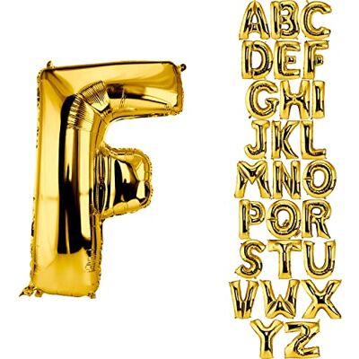 DekoRex Gouden ballon, 100 cm, verjaardagsballon, bruiloft, decoratie (letter F) DekoRex Gouden ballon, 100 cm, verjaardagsballon, bruiloft, decoratie (letter F)