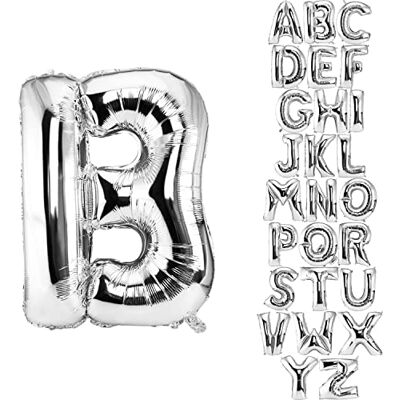 DekoRex Ballon zilver 100 cm ballon verjaardag bruiloft decoratie (letter B) DekoRex Ballon zilver 100 cm ballon verjaardag bruiloft decoratie (letter B)