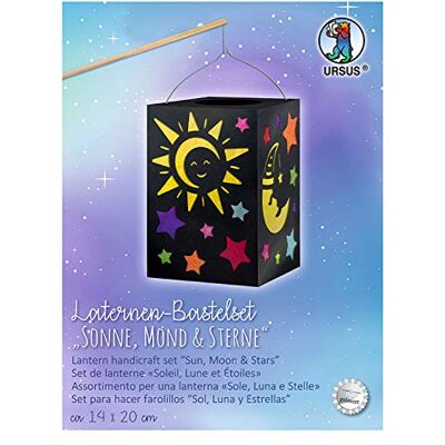 Ursus Zon, maan en sterren» – afmetingen ca. 14 x 20 cm, complete set met lantaarn, draaghandvat, transparant papier in 7 kleuren en knutselinstructies, kleurrijk Ursus Zon, maan en sterren» – afmetingen ca. 14 x 20 cm, complete set met lantaarn, draaghandvat, transparant papier in 7 kleuren en knutselinstructies, kleurrijk