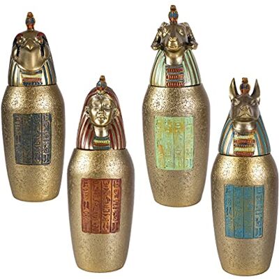 lachineuse 4 Egyptische Canope Vazen Decoratieve vazen 21 cm Oude Egyptische decoratieve objecten Figuur Farao's Standbeeld Anubis, Horus, Hapi Decoratief cadeau-idee Urn Box Kleur Brons Goud lachineuse 4 Egyptische Canope Vazen Decoratieve vazen 21 cm Oude Egyptische decoratieve objecten Figuur Farao's Standbeeld Anubis, Horus, Hapi Decoratief cadeau-idee Urn Box Kleur Brons Goud