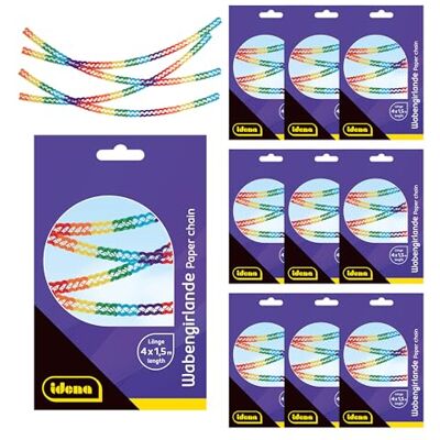 Idena 90252 10 stuks honingraat papieren slingers 1,5 m lang voor feestdecoratie Idena 90252 10 stuks honingraat papieren slingers 1,5 m lang voor feestdecoratie