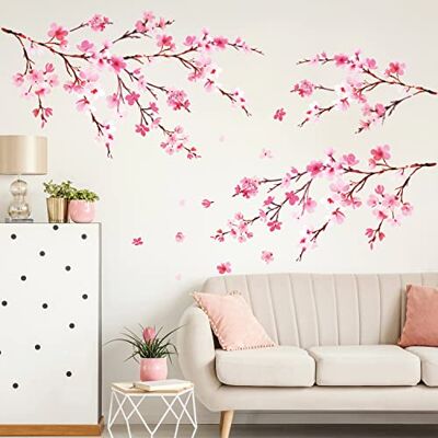 DECOWALL DWL-2003P1903 kersenbloesems aquarel muurstickers kinderkamer woonkamer muur zelfklevend huis DECOWALL DWL-2003P1903 kersenbloesems aquarel muurstickers kinderkamer woonkamer muur zelfklevend huis