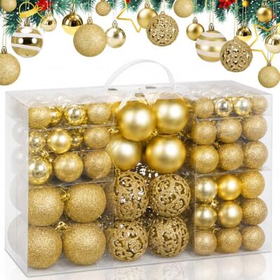 BAKAJI 100 stuks kerstballen diameter 3/4/6 cm kerstboomversiering (goud) BAKAJI 100 stuks kerstballen diameter 3/4/6 cm kerstboomversiering (goud)