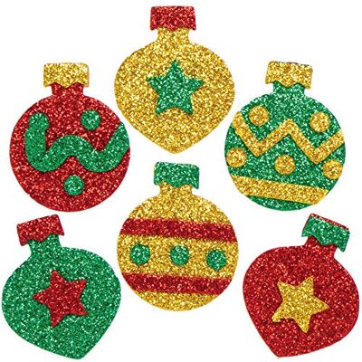 Baker Ross AX312 Glitterstickers voor kerstballen, 96 stuks, stickers voor kinderen, ideaal voor kunst- en knutselprojecten in Kerstmis Baker Ross AX312 Glitterstickers voor kerstballen, 96 stuks, stickers voor kinderen, ideaal voor kunst- en knutselprojecten in Kerstmis