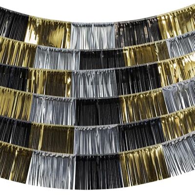 Boland 50376 Party Time decoratie, 6 stuks metalen slingers met franjes, voor oudejaarsavond, carnaval Boland 50376 Party Time decoratie, 6 stuks metalen slingers met franjes, voor oudejaarsavond, carnaval