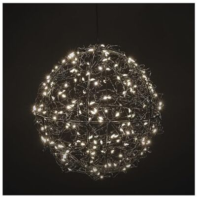 EMOS Led-metalen bal met 200 leds, warmwit, glittereffect, ronde decoratie om op te hangen en neer te zetten, 5 m kabel met voeding, diameter 20 cm, lichtbal voor thuis en EMOS Led-metalen bal met 200 leds, warmwit, glittereffect, ronde decoratie om op te hangen en neer te zetten, 5 m kabel met voeding, diameter 20 cm, lichtbal voor thuis en