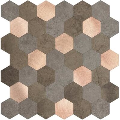 d-c-fix Premium Zeshoekige tegels van metaal en steen 29 x 28,8 cm Decoratieve tegelstickers Zelfklevende tegeldecoratie met pvc-coating Voor badkamer, keuken d-c-fix Premium Zeshoekige tegels van metaal en steen 29 x 28,8 cm Decoratieve tegelstickers Zelfklevende tegeldecoratie met pvc-coating Voor badkamer, keuken