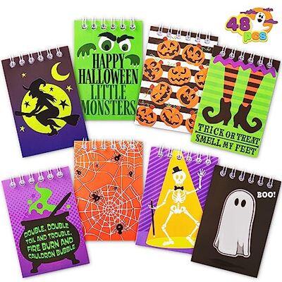 JOYIN 48 stuks griezelige Halloween-notitieblokken in 8 motieven, Halloween-notitieblok voor kinderen, meisjes en jongens, cadeaus voor kinderen JOYIN 48 stuks griezelige Halloween-notitieblokken in 8 motieven, Halloween-notitieblok voor kinderen, meisjes en jongens, cadeaus voor kinderen