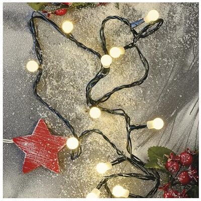 EMOS Led-lichtketting warmwit voor binnen en buiten, 20 meter lang, met 200 leds bolvorm, 6 uur timerfunctie, voeding en transformator, voor feestjes, Kerstmis, decoratie EMOS Led-lichtketting warmwit voor binnen en buiten, 20 meter lang, met 200 leds bolvorm, 6 uur timerfunctie, voeding en transformator, voor feestjes, Kerstmis, decoratie