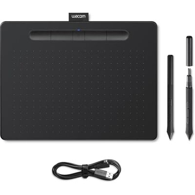Wacom Intuos Bluetooth Medium Tekentablet: tablet om te tekenen, te schilderen, foto's bewerken met zwarte drukgevoelige pen, ideaal voor online onderwijs en thuiswerk Wacom Intuos Bluetooth Medium Tekentablet: tablet om te tekenen, te schilderen, foto's bewerken met zwarte drukgevoelige pen, ideaal voor online onderwijs en thuiswerk