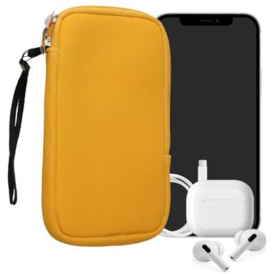 kwmobile Universele smartphonehoes, 16,5 x 8,9 cm, voor mobiele telefoon, L 6,5 inch, neopreen honing kwmobile Universele smartphonehoes, 16,5 x 8,9 cm, voor mobiele telefoon, L 6,5 inch, neopreen honing