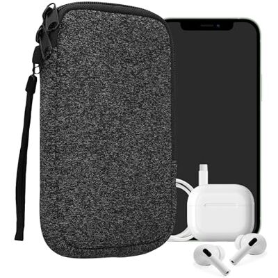 kwmobile Universele smartphonehoes, 16,5 x 8,9 cm, voor mobiele telefoon, L, 6,5 inch, neopreen, antraciet-wit kwmobile Universele smartphonehoes, 16,5 x 8,9 cm, voor mobiele telefoon, L, 6,5 inch, neopreen, antraciet-wit