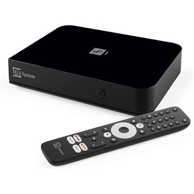 TELE System UP1 Digitale terrestrische decoder Android TV Ultra HD, Netflix gecertificeerd, Prime Video, Disney+, geïntegreerde Chromecast, DVB-T2 HEVC, HDR10+ HLG, AV1, HDMI/SCART. TELE System UP1 Digitale terrestrische decoder Android TV Ultra HD, Netflix gecertificeerd, Prime Video, Disney+, geïntegreerde Chromecast, DVB-T2 HEVC, HDR10+ HLG, AV1, HDMI/SCART.