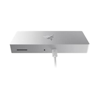 Razer Thunderbolt 4 Dock Chroma Hub Premium met RGB-verlichting voor Windows en Mac (10 poorten in één, uitgang naar twee 4K-schermen of een 8K-monitor) Mercury wit Razer Thunderbolt 4 Dock Chroma Hub Premium met RGB-verlichting voor Windows en Mac (10 poorten in één, uitgang naar twee 4K-schermen of een 8K-monitor) Mercury wit