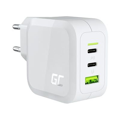 Green Cell PowerGaN PD oplader wit 65 W met 2 x USB-C PD 1 x USB-A QC 3.0 voeding met GaN Tech wandlader compatibel met PPS, Samsung AFC, voor laptops, MacBook, Green Cell PowerGaN PD oplader wit 65 W met 2 x USB-C PD 1 x USB-A QC 3.0 voeding met GaN Tech wandlader compatibel met PPS, Samsung AFC, voor laptops, MacBook,