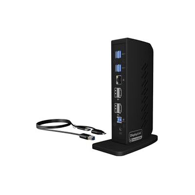 ICY BOX USB 3.0 & USB-C DisplayLink Docking Station met 4K HDMI of DP (dubbel of dubbel), 6-weg USB-hub, LAN, Audio, Zwart. ICY BOX USB 3.0 & USB-C DisplayLink Docking Station met 4K HDMI of DP (dubbel of dubbel), 6-weg USB-hub, LAN, Audio, Zwart.
