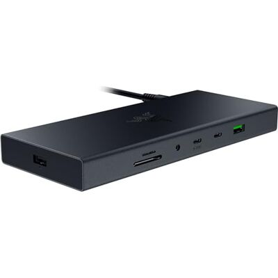Razer USB 4 Dock 14-poorts high-speed docking station voor gaming en productiviteit Ondersteunt twee schermen, opladen van apparaten (3x USB-C, 5x USB-A, HDMI) zwart Razer USB 4 Dock 14-poorts high-speed docking station voor gaming en productiviteit Ondersteunt twee schermen, opladen van apparaten (3x USB-C, 5x USB-A, HDMI) zwart