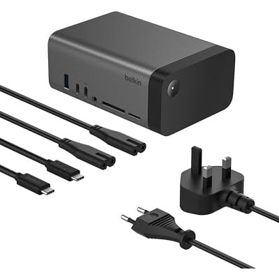 Belkin GaN USB-C 11-in-1 Dock Pro Hub (150 W, multiport dockingstation met USB-C poort, USB-A, Ethernet, SD, Micro SD, 3,5 mm, HDMI 4K, voor drievoudige weergave, compatibel met MacBook Pro enz.) Belkin GaN USB-C 11-in-1 Dock Pro Hub (150 W, multiport dockingstation met USB-C poort, USB-A, Ethernet, SD, Micro SD, 3,5 mm, HDMI 4K, voor drievoudige weergave, compatibel met MacBook Pro enz.)