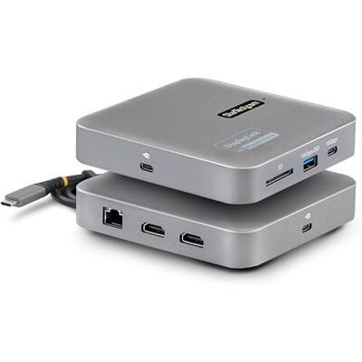 StarTech . com USB-C multiport adapter, dual 4K 60Hz HDMI dockingstation, 2x hubs 10 Gbit/s, 100 W PD, GbE, SD, USB-C hub, HDMI-adapter, reisdockingstation StarTech . com USB-C multiport adapter, dual 4K 60Hz HDMI dockingstation, 2x hubs 10 Gbit/s, 100 W PD, GbE, SD, USB-C hub, HDMI-adapter, reisdockingstation