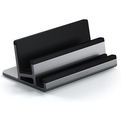 SATECHI Verticale tablethouder van aluminium, dubbele iPad-houder voor 2 apparaten, elegant en antislip, universele compatibiliteit met apparaten tot 1,5 cm dikte grijs SATECHI Verticale tablethouder van aluminium, dubbele iPad-houder voor 2 apparaten, elegant en antislip, universele compatibiliteit met apparaten tot 1,5 cm dikte grijs