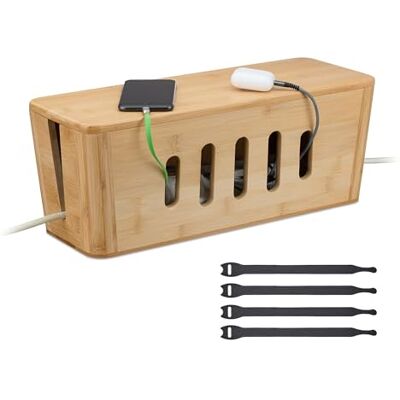 Relaxdays Bamboe kabelgoot voor 2 stekkerdozen, 16,5 x 44 x 16 cm (h x b x d), naturel Relaxdays Bamboe kabelgoot voor 2 stekkerdozen, 16,5 x 44 x 16 cm (h x b x d), naturel