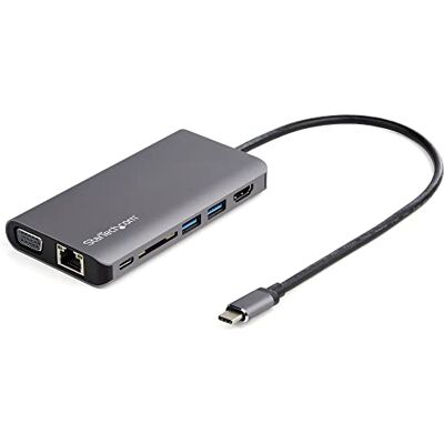 StarTech .com USB-C Multiport Adapter Mini USB-C Dock met 4K HDMI of 1080p VGA Hub 3x USB 3.0, SD, GbE, Audio, 100 W PD Pass-Through Docking Station voor laptop/tablet StarTech .com USB-C Multiport Adapter Mini USB-C Dock met 4K HDMI of 1080p VGA Hub 3x USB 3.0, SD, GbE, Audio, 100 W PD Pass-Through Docking Station voor laptop/tablet