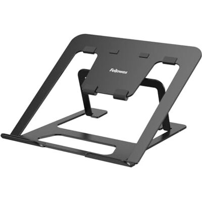 Fellowes Alumia™ Laptopverhoger Ergonomische en in hoogte verstelbare metalen standaard Opvouwbaar van gerecycled aluminium Voor thuis, kantoor of hybride werk Fellowes Alumia™ Laptopverhoger Ergonomische en in hoogte verstelbare metalen standaard Opvouwbaar van gerecycled aluminium Voor thuis, kantoor of hybride werk