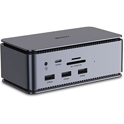 LINDY 43372 DST-Pro USB4, USB C laptop dockingstation, 15-in-1, Dual Display, 8K @ 30Hz of 2x 4K @ 60Hz, 4K @ 120Hz, HDMI 2.1, DP 1.4, MST, 10 Gbit/s, USB 3.2 Gen.2, Ethernet, LINDY 43372 DST-Pro USB4, USB C laptop dockingstation, 15-in-1, Dual Display, 8K @ 30Hz of 2x 4K @ 60Hz, 4K @ 120Hz, HDMI 2.1, DP 1.4, MST, 10 Gbit/s, USB 3.2 Gen.2, Ethernet,