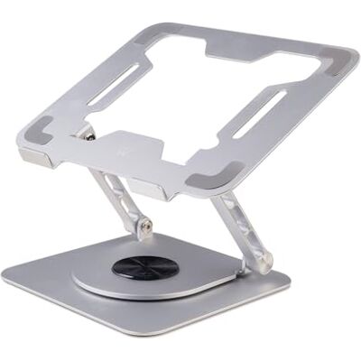 Ewent Laptopstandaard met 360° draaibare basis, laptopstandaard van aluminiumlegering voor bureau, verstelbare ergonomische standaard, opvouwbaar en antislip Ewent Laptopstandaard met 360° draaibare basis, laptopstandaard van aluminiumlegering voor bureau, verstelbare ergonomische standaard, opvouwbaar en antislip