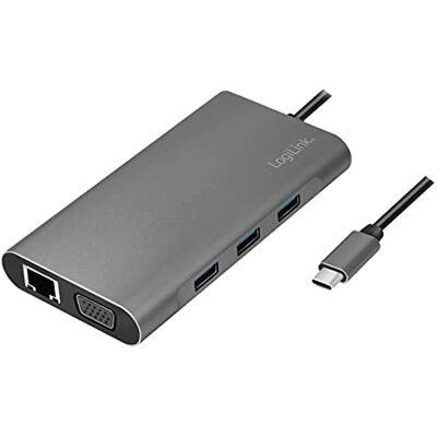 Logilink UA0383 USB 3.2 (Gen 1) docking station met 10 poorten en PD (Power Delivery) 100W, 1x USB-C (PD) 3x USB 3.0 poort 1x HDMI 1x VGA 1x RJ45 1x microSD 1x SD-kaart 1x Audio Port ,5 mm A. Zilverkleuren Logilink UA0383 USB 3.2 (Gen 1) docking station met 10 poorten en PD (Power Delivery) 100W, 1x USB-C (PD) 3x USB 3.0 poort 1x HDMI 1x VGA 1x RJ45 1x microSD 1x SD-kaart 1x Audio Port ,5 mm A. Zilverkleuren