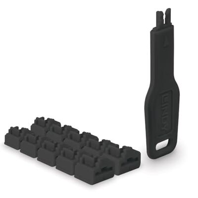 LINDY RJ45-poortsloten (10 stuks) met sleutel, zwart LINDY RJ45-poortsloten (10 stuks) met sleutel, zwart