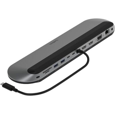 Belkin Connect Dock Pro 11-in-1 USB-C dockingstation (ondersteunt 3 monitoren, Silicon Motion, Macbook, Windows, Chromebook, 100 W PD, 10 Gbps overdracht, 2,5 Gbps Ethernet, zwart) Belkin Connect Dock Pro 11-in-1 USB-C dockingstation (ondersteunt 3 monitoren, Silicon Motion, Macbook, Windows, Chromebook, 100 W PD, 10 Gbps overdracht, 2,5 Gbps Ethernet, zwart)