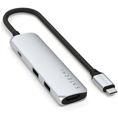SATECHI 4-in-1 hub USB C Slim Plus multipoortadapter met PD 100W opladen, HDMI 4K @60Hz en 2x USB-A-poorten gegevens 10Gbps voor MacBook Air/Pro/Neo, Laptop en meer, zilver SATECHI 4-in-1 hub USB C Slim Plus multipoortadapter met PD 100W opladen, HDMI 4K @60Hz en 2x USB-A-poorten gegevens 10Gbps voor MacBook Air/Pro/Neo, Laptop en meer, zilver