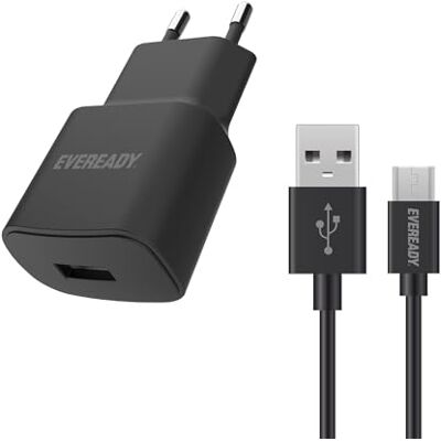 Energizer Eveready Oplader voor smartphone en tablet, 12 W, 1 USB-A-poort, EU-stekker, inclusief micro-USB-kabel Energizer Eveready Oplader voor smartphone en tablet, 12 W, 1 USB-A-poort, EU-stekker, inclusief micro-USB-kabel