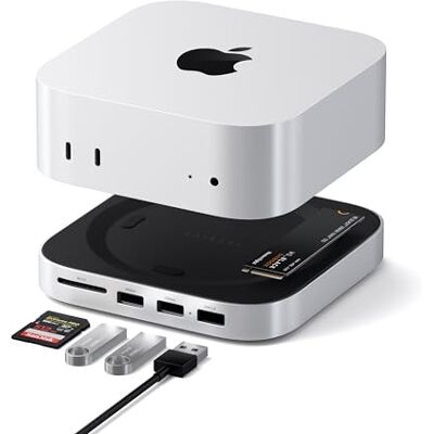 SATECHI Mac Mini M6, M5 Pro & M4 Hub & Support met 10Gbps NVMe SSD Voor Mac Mini M6, M5 Pro, M4/M4 Pro, geoptimaliseerde ventilatie, 2 x USB-A 10 Gbps, 1 x USB-A 480 Mbps, SD-speler SATECHI Mac Mini M6, M5 Pro & M4 Hub & Support met 10Gbps NVMe SSD Voor Mac Mini M6, M5 Pro, M4/M4 Pro, geoptimaliseerde ventilatie, 2 x USB-A 10 Gbps, 1 x USB-A 480 Mbps, SD-speler