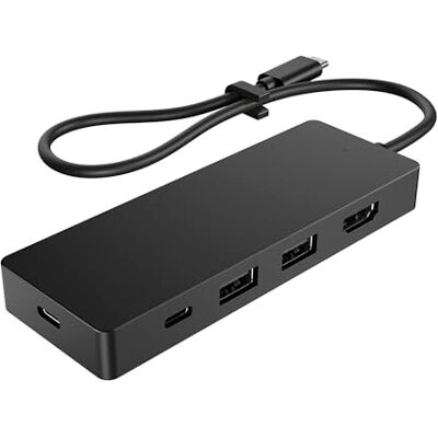 HP G3 USB-C multiport reisdockingstation (schaalbare voeding en plug-and-play-connectiviteit, 5 overdrachtspoorten, 2 USB-C, 2 USB-A, HDMI), kleur zwart HP G3 USB-C multiport reisdockingstation (schaalbare voeding en plug-and-play-connectiviteit, 5 overdrachtspoorten, 2 USB-C, 2 USB-A, HDMI), kleur zwart