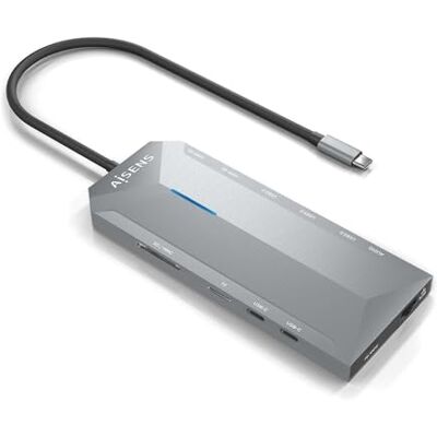AISENS ASUC-12P005-GR USB-C Dock 12 in 1, USB-C A 2xHDMI, 1xRJ45, 3xUSB-A, 2xUSB-C, 1xUSB-C PD, 1xAudio, 1xSD, 1xMicro SD, grijs, 30cm AISENS ASUC-12P005-GR USB-C Dock 12 in 1, USB-C A 2xHDMI, 1xRJ45, 3xUSB-A, 2xUSB-C, 1xUSB-C PD, 1xAudio, 1xSD, 1xMicro SD, grijs, 30cm