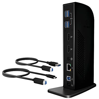ICY BOX USB 3.0 en USB-C laptop docking station, displaylink dock met twee video-uitgangen (2 x displayPort) voor laptop (gigabit ethernet, 6 USB 3.0-poorten), IB-DK2242AC ICY BOX USB 3.0 en USB-C laptop docking station, displaylink dock met twee video-uitgangen (2 x displayPort) voor laptop (gigabit ethernet, 6 USB 3.0-poorten), IB-DK2242AC