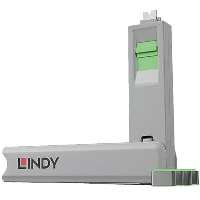 LINDY USB type C poortblokkeringsset met sleutel en 4 vergrendelingen, groen LINDY USB type C poortblokkeringsset met sleutel en 4 vergrendelingen, groen
