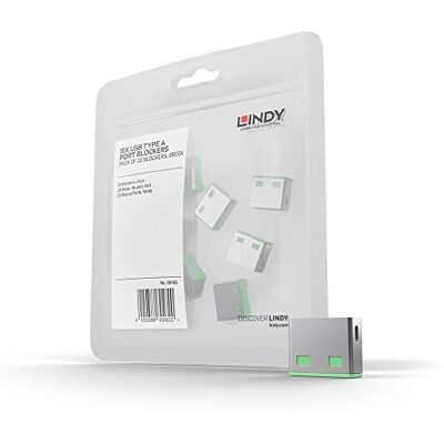 LINDY 40461 USB-sloten, groen, 10 stuks LINDY 40461 USB-sloten, groen, 10 stuks