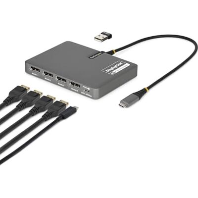 StarTech . com USB-C naar quad-monitor adapter, 4K 60Hz DisplayPort, 140W PD Passthrough, USB voor toetsenbord/muis, TAA StarTech . com USB-C naar quad-monitor adapter, 4K 60Hz DisplayPort, 140W PD Passthrough, USB voor toetsenbord/muis, TAA