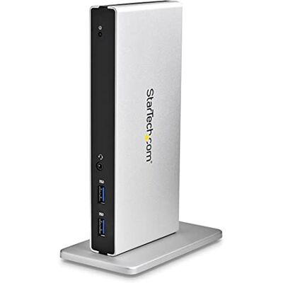 StarTech .com USB 3.0 docking station voor twee schermen met DVI naar VGA en HDMI-adapters, 5 x USB 3.0 en audio Verticaal DVI Docking Station voor Mac en Windows (USB3SDOCKDD) StarTech .com USB 3.0 docking station voor twee schermen met DVI naar VGA en HDMI-adapters, 5 x USB 3.0 en audio Verticaal DVI Docking Station voor Mac en Windows (USB3SDOCKDD)