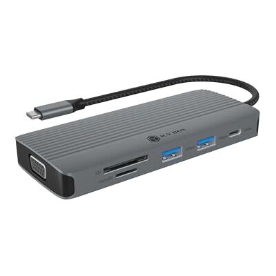 ICY BOX USB-C dockingstation (10-in-1) met 1 HDMI-poort (4K 60Hz), 1 VGA (2K 60Hz), 3 USB-A-poorten, 1 USB-C-poort, SD/microSD-kaartlezer, Gigabit Ethernet, 100 W Power Delivery, behuizing in ICY BOX USB-C dockingstation (10-in-1) met 1 HDMI-poort (4K 60Hz), 1 VGA (2K 60Hz), 3 USB-A-poorten, 1 USB-C-poort, SD/microSD-kaartlezer, Gigabit Ethernet, 100 W Power Delivery, behuizing in