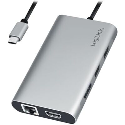 Logilink UA0382 USB 3.2 (Gen 1) docking station met 8 poorten en PD (Power Delivery) 100 W, 1 USB-C (PD) poort, 2 USB 3.0, 2 USB 2.0, 1 HDMI, 1 DisplayPort, 1 RJ45, zilver Logilink UA0382 USB 3.2 (Gen 1) docking station met 8 poorten en PD (Power Delivery) 100 W, 1 USB-C (PD) poort, 2 USB 3.0, 2 USB 2.0, 1 HDMI, 1 DisplayPort, 1 RJ45, zilver