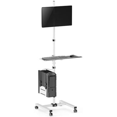 Maclean MC-793 Trolley met standaard voor monitor, toetsenbord en computer, in hoogte verstelbaar, van 17-32 inch, tot 20 kg, VESA 75 x 75, 100 x 100, robuuste metalen constructie met wielen, Maclean MC-793 Trolley met standaard voor monitor, toetsenbord en computer, in hoogte verstelbaar, van 17-32 inch, tot 20 kg, VESA 75 x 75, 100 x 100, robuuste metalen constructie met wielen,